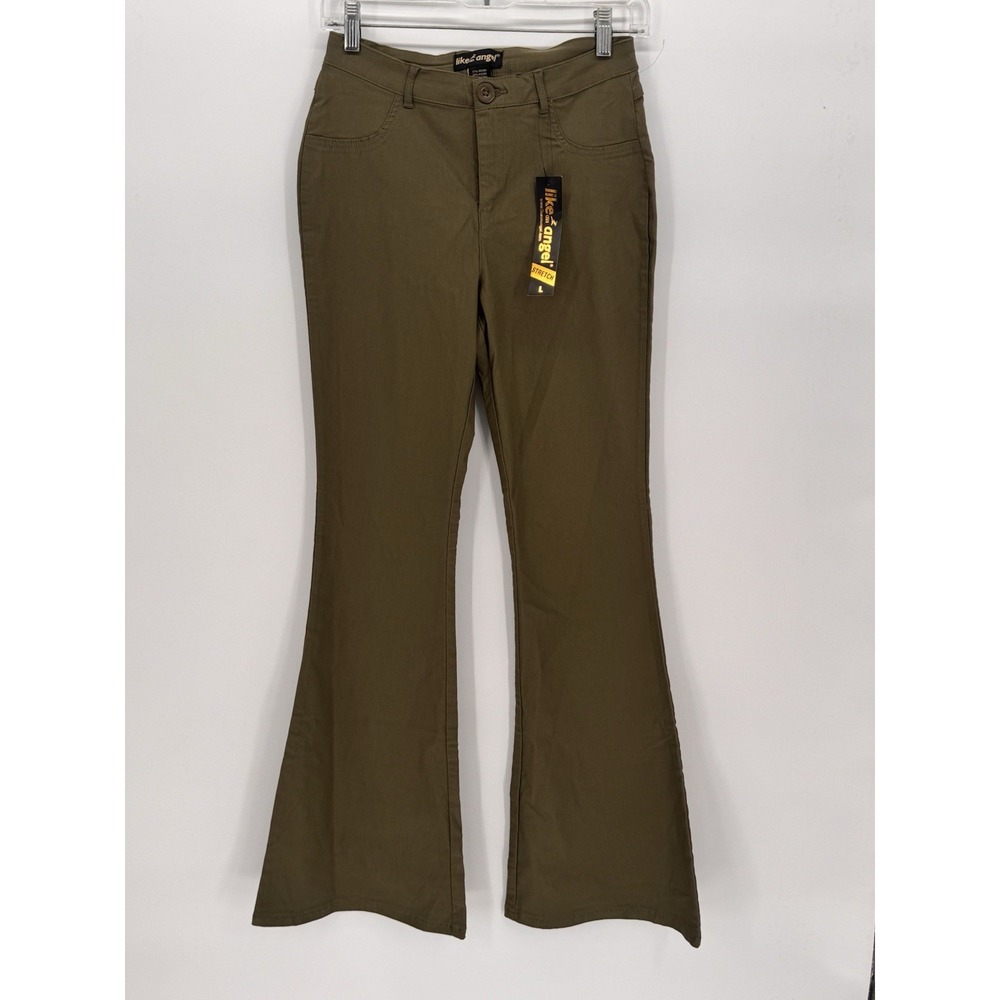 New Like An Angel Pants Flair Low Rise Large Stretch Od Army Green Y2K 90s Hippo